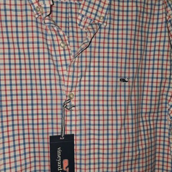 NWT MEN'S VINEYARD VINES SLIM FIT WHALE SHIRT SANDY CAY CHECK SIZE MEDIUM - Picture 2 of 4